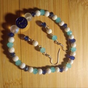 Blue and White Beaded Bracelet Set